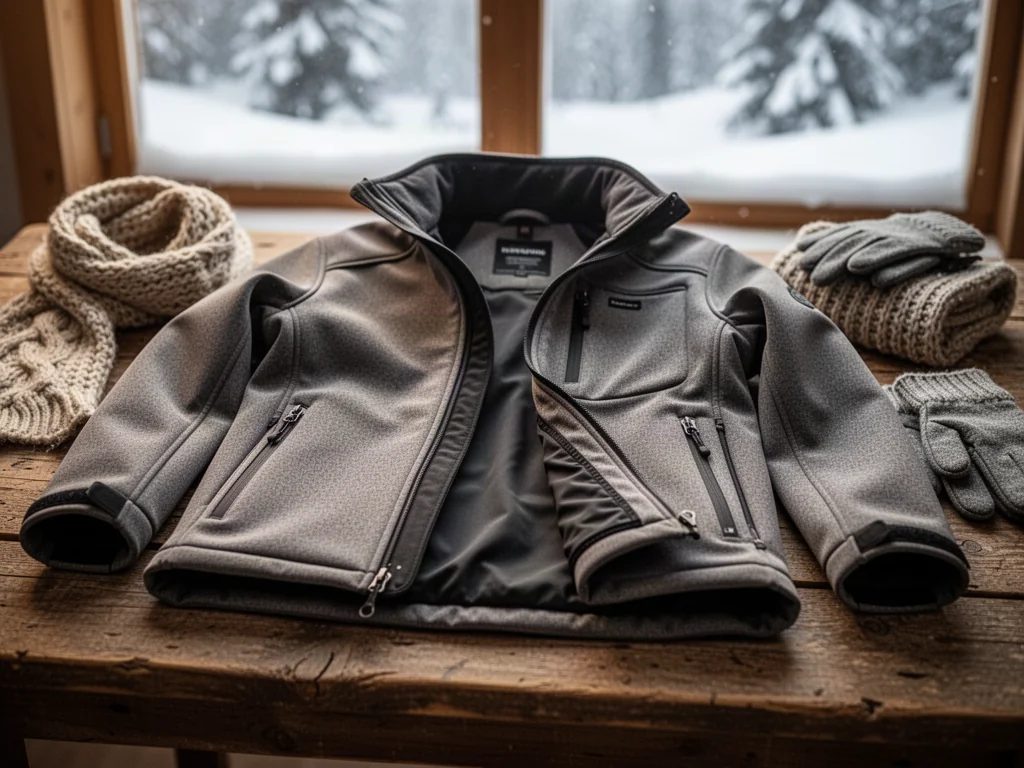 Kurtka na zimę z logo firmy - softshell, puchowa czy pikowana